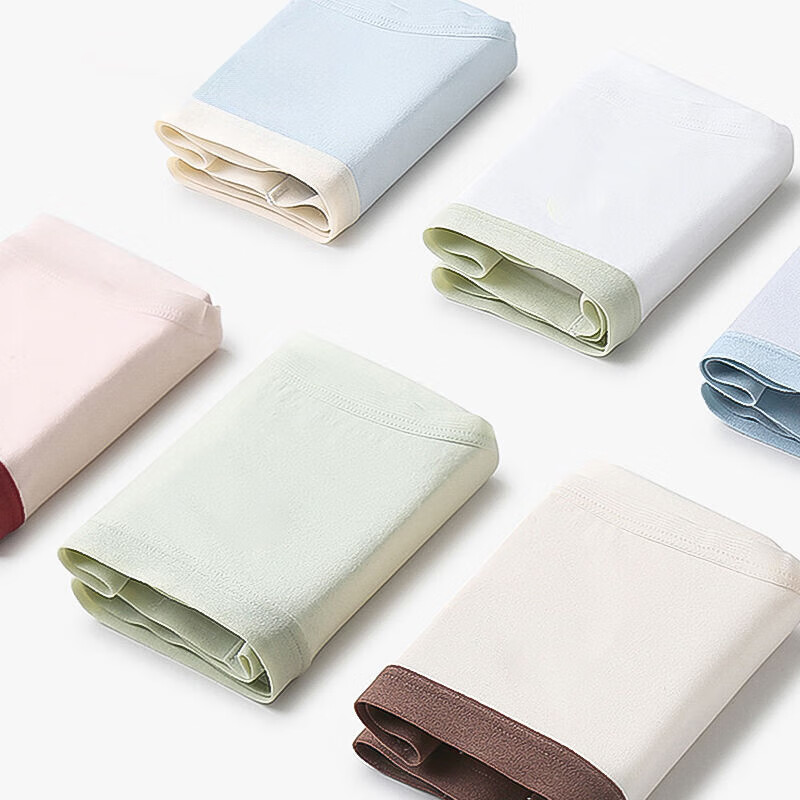 宜而爽纯棉女士内裤新款透气少女三角提臀式抗菌底裤头女生 2绿色+2蓝色+2灰色+1白色 7条 L (95-120斤)