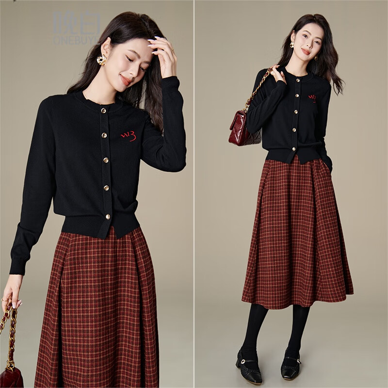 晚白【新品】2025秋冬款今年流行洋气含羊毛上衣经典百搭套头针织衫女 黑色 M