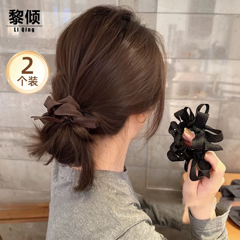 黎倾网纱蝴蝶结小肠发圈【2个】高级感头绳简约高弹力马尾发绳发饰