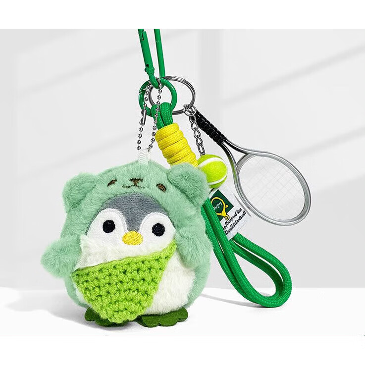 迪士尼(Disney)可爱毛绒小企鹅玩偶背书包包羽毛球挂件公仔挂饰情侣钥匙扣感 【材质升级/更柔和】玩偶绿企鹅+羽毛球+挂绳 无规格
