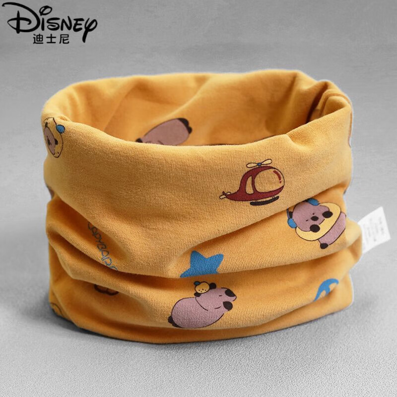 迪士尼（Disney）A类纯棉儿童围脖宝宝秋冬脖套男小孩冬季套头婴儿围巾防风保暖女 卡皮巴拉-姜黄 0-10岁