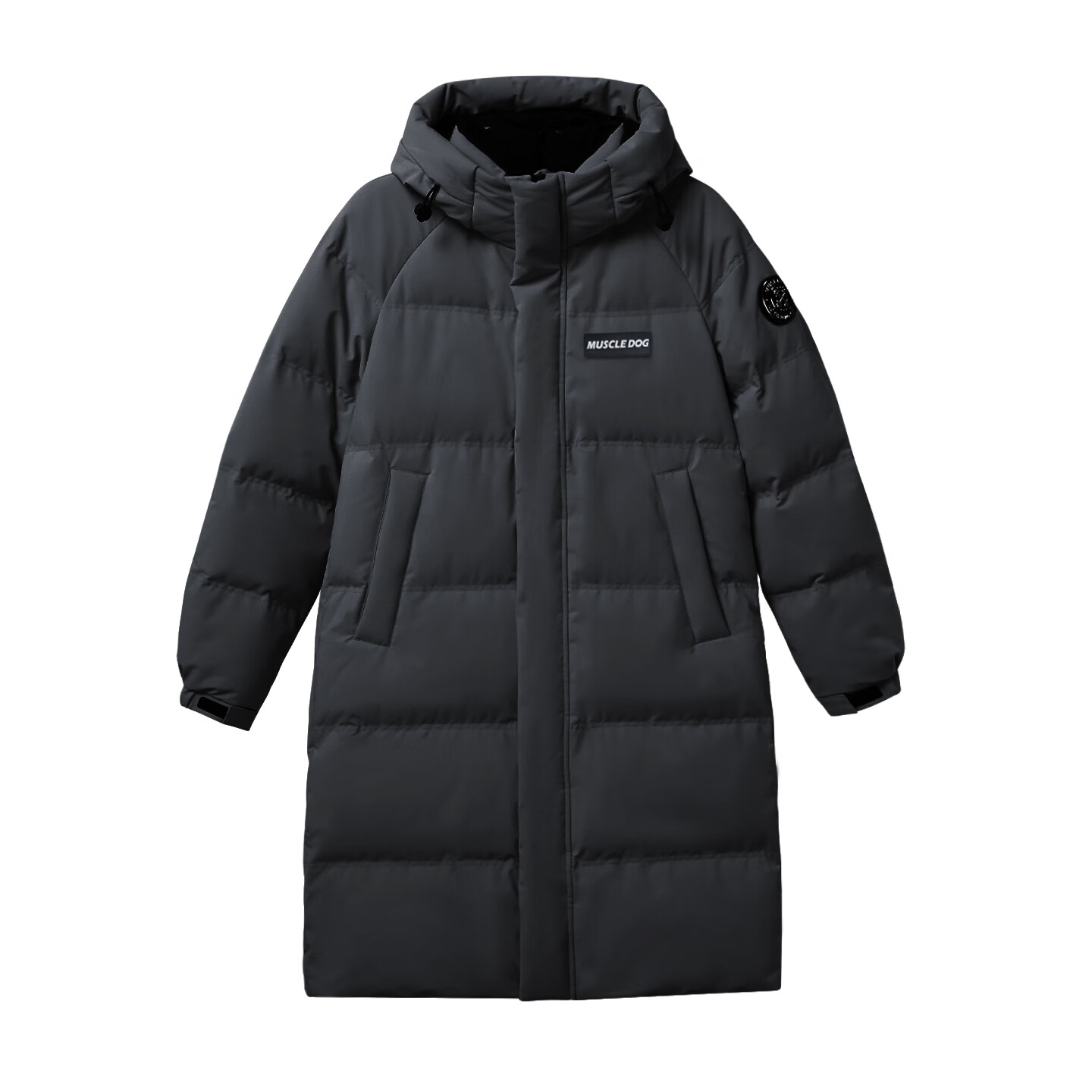 MUSCLE DOG肌肉狗 羽绒服2025新款冬季中长款防寒保暖过膝90鸭绒羽绒服外套 黑色 L