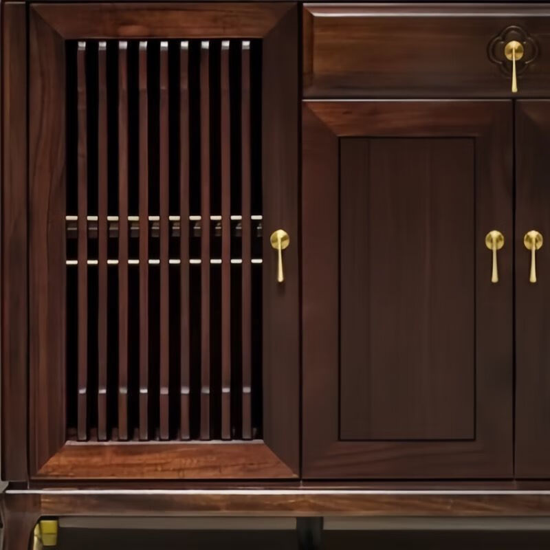 韵美嘉缘新中式乌金木实木餐边柜酒柜一体靠墙餐厅厨房碗筷收纳置物架矮柜 1.8米进口乌金木餐边柜