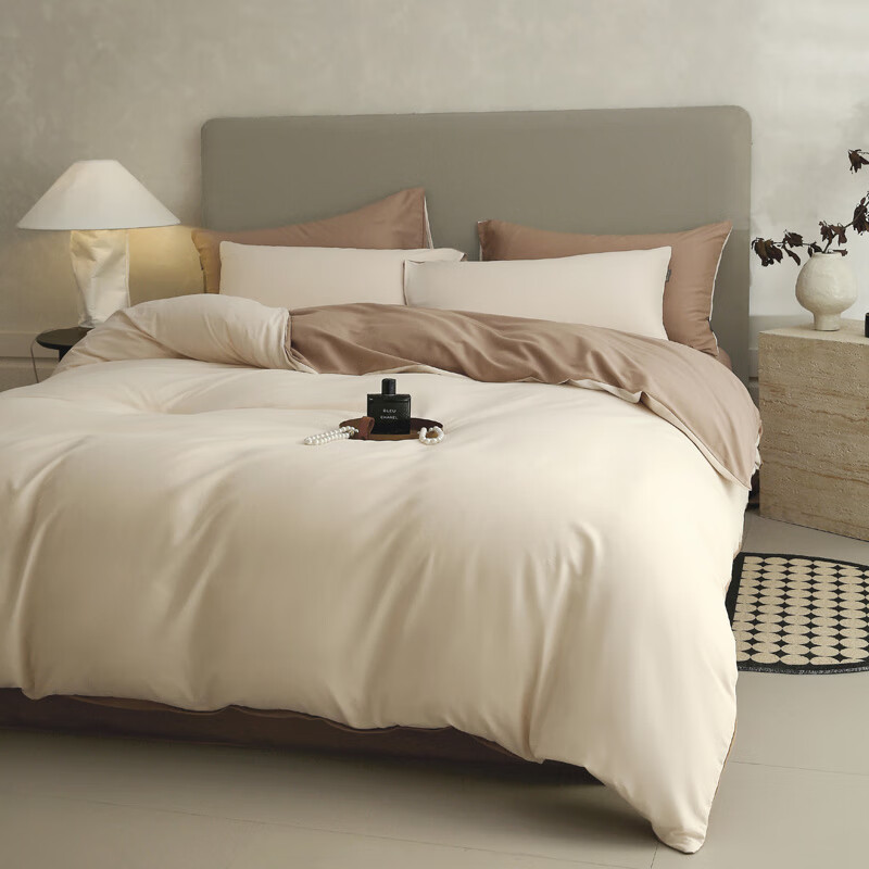 兰芮（Lanrui） 床上四件套纯棉60支新疆长绒棉亲肤裸睡全棉套件 云纱可可(A类磨毛款） 1.5/1.8m床 床单款 （被套200*230cm）