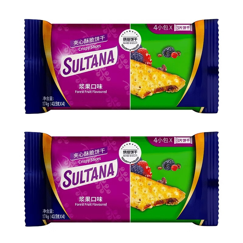 麦维他果悠萃浆果夹心饼干进口休闲儿童解馋小零食早餐点心独立小包装 果悠萃浆果夹心酥脆饼干174gX3袋