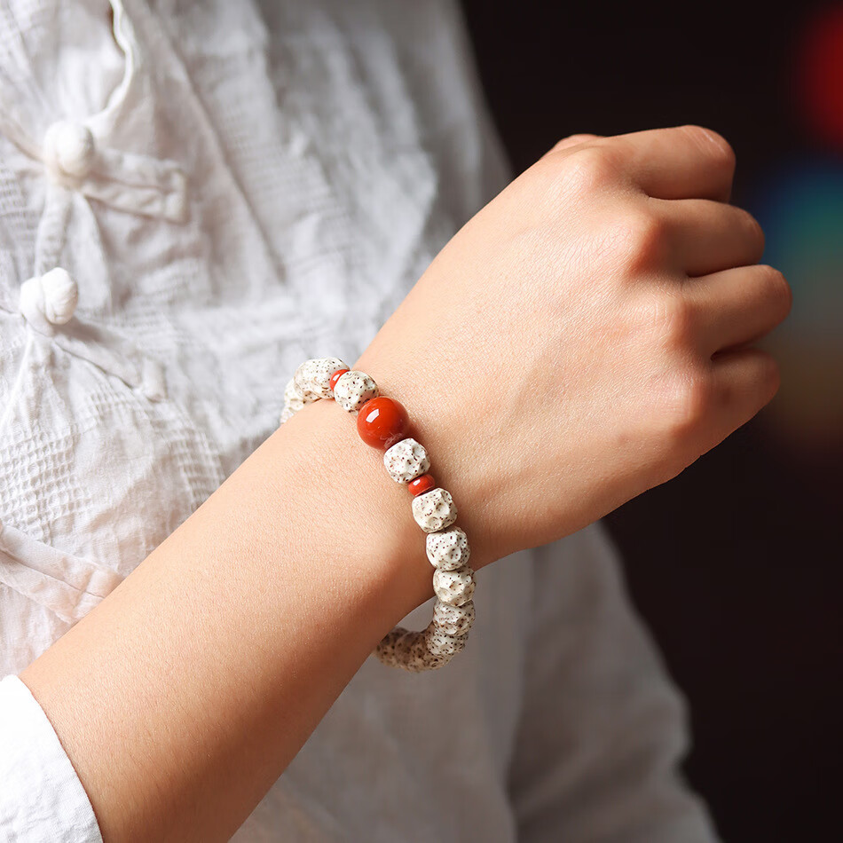 海南原生态星月菩提子手串手链男女精工雕刻凹面无相鸡油黄顺白珠 无相蛇环款