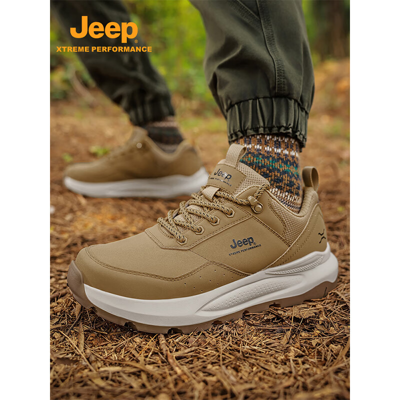 JEEP吉普男鞋子男款秋季新款软底防泼水休闲老爹鞋户外防滑徒步登山鞋 黑色 45 (275mm) 运动鞋码
