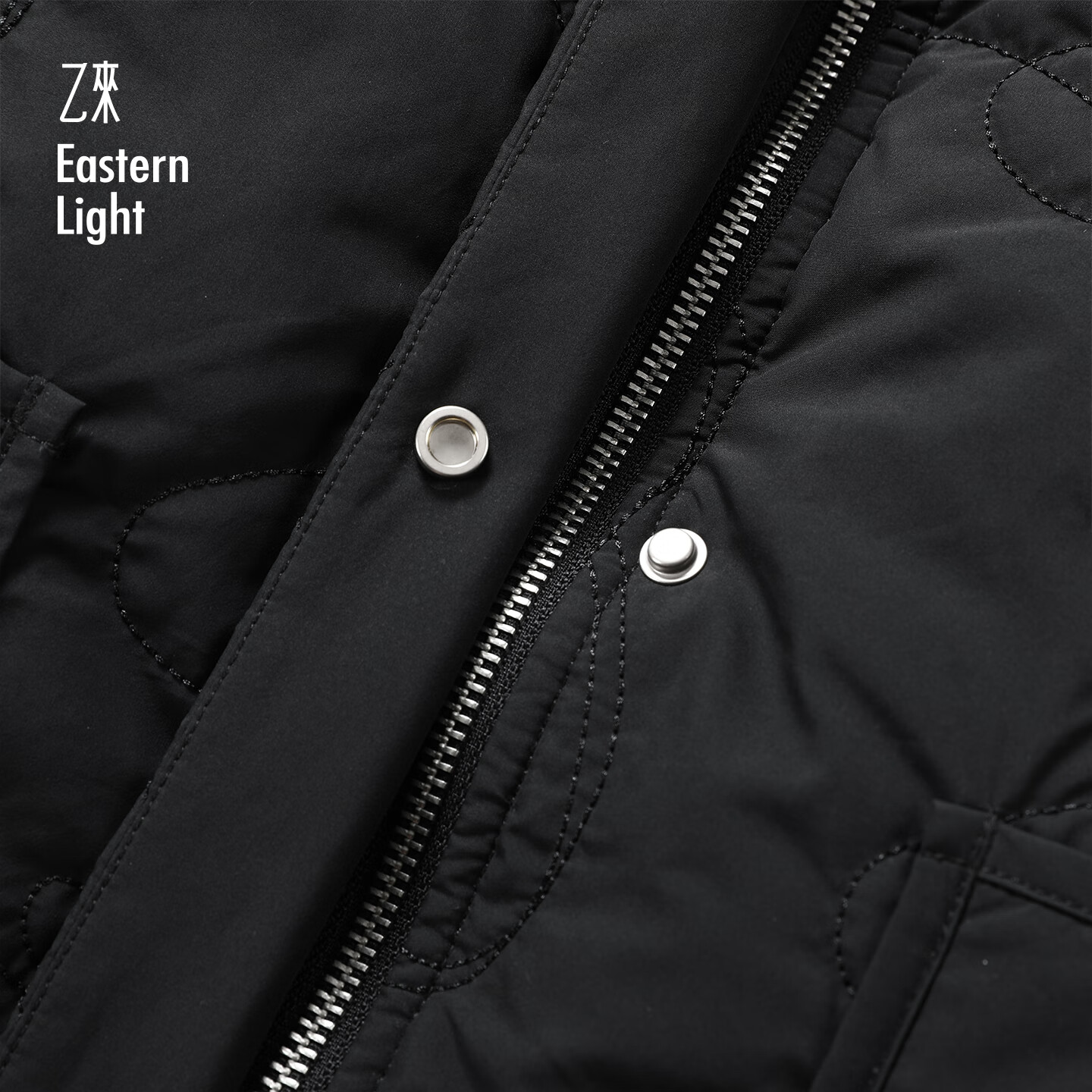 乙来【甄选90%大朵白鸭绒】E标绗缝长款连帽羽绒服女冬季外套衣服加厚 夜空黑 M