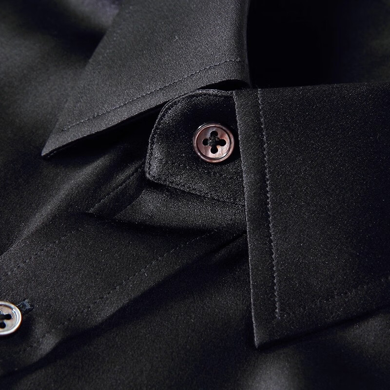 GIEVES CHARLES真丝衬衫男士长袖新款纯色方领商务休闲桑蚕丝衬衣 米白色 56 （仅用于定制，非定制勿拍）