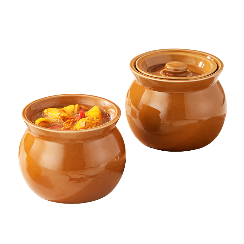 瓦罐煨汤炖盅家用商用隔水炖一人蒸蛋带盖炖罐沙县小吃陶瓷煲汤罐 【青色】单个装 500ml