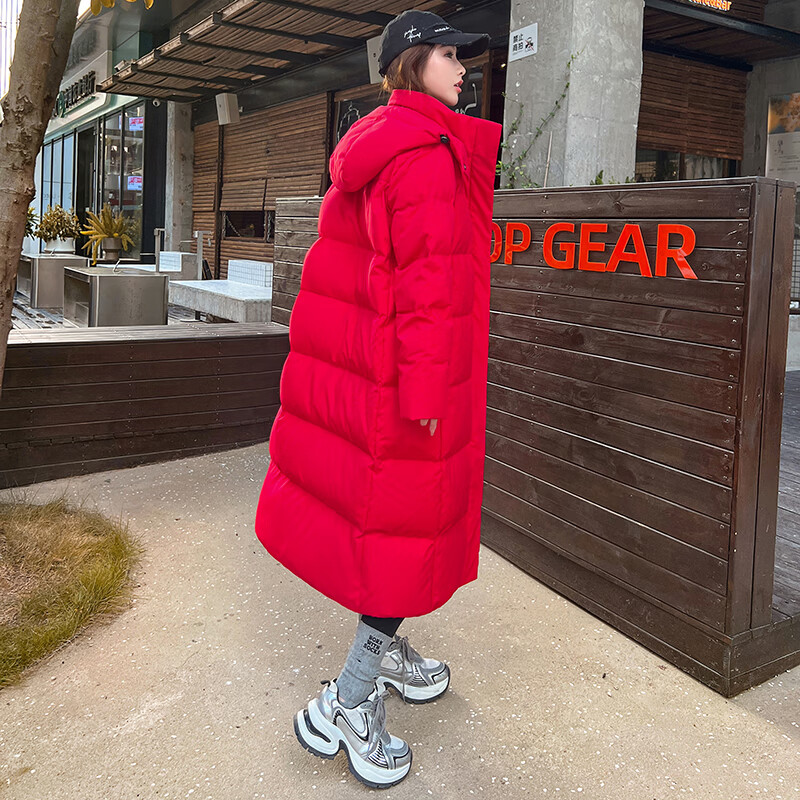 长款加厚羽绒服女2025冬季新款东北超厚过膝哈尔滨极寒小个子九江 红色（男女同款） 新国标90白鸭绒 2XL 充绒375g（建议160-180斤）