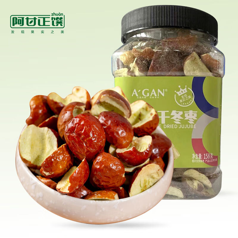 阿甘正饌凍干冬棗脆棗無核酥脆凍干棗休閑零食脆冬棗營養(yǎng)零食158g 凍干冬棗158g*1罐