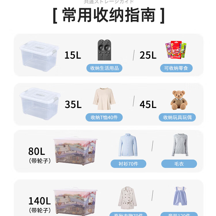 透明塑料箱加厚透明收纳箱特大号衣服玩具整理箱有盖塑料储物箱子 北欧灰 75#【长40宽28高23cm】
