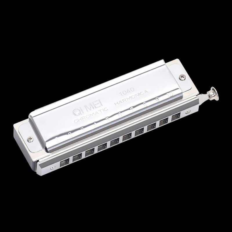 奇美半音階口琴12孔10孔少兒初學(xué)者用1248音教學(xué)口琴 【10孔方吹口】銀色+收納袋+擦琴布+消毒棉