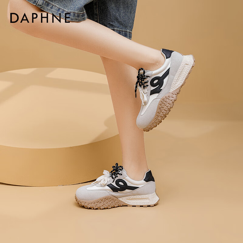 达芙妮官方厚底德训鞋女2025秋季女鞋增高软底运动休闲鞋百搭鞋子女ZJ 灰色 40