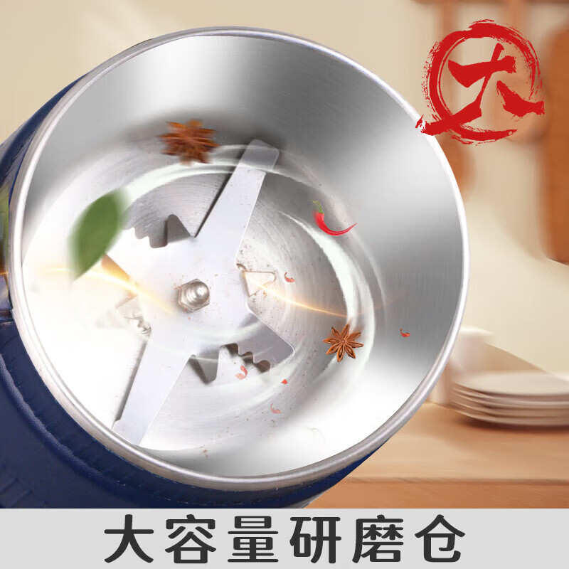 栢启歆磨粉机杂粮研磨器打粉机粉碎机中药粉碎破壁破碎机套装家用送刀片 升级款磨粉机【蓝色套装】