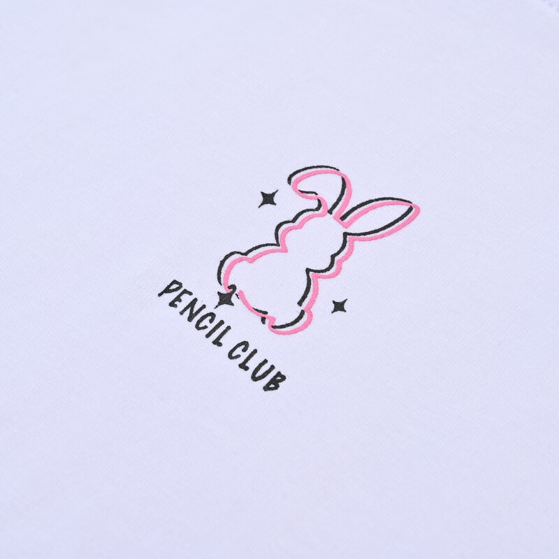 铅笔俱乐部童装2025夏装清仓女童短袖儿童印花上衣中大童纯棉t恤 米白 120 cm