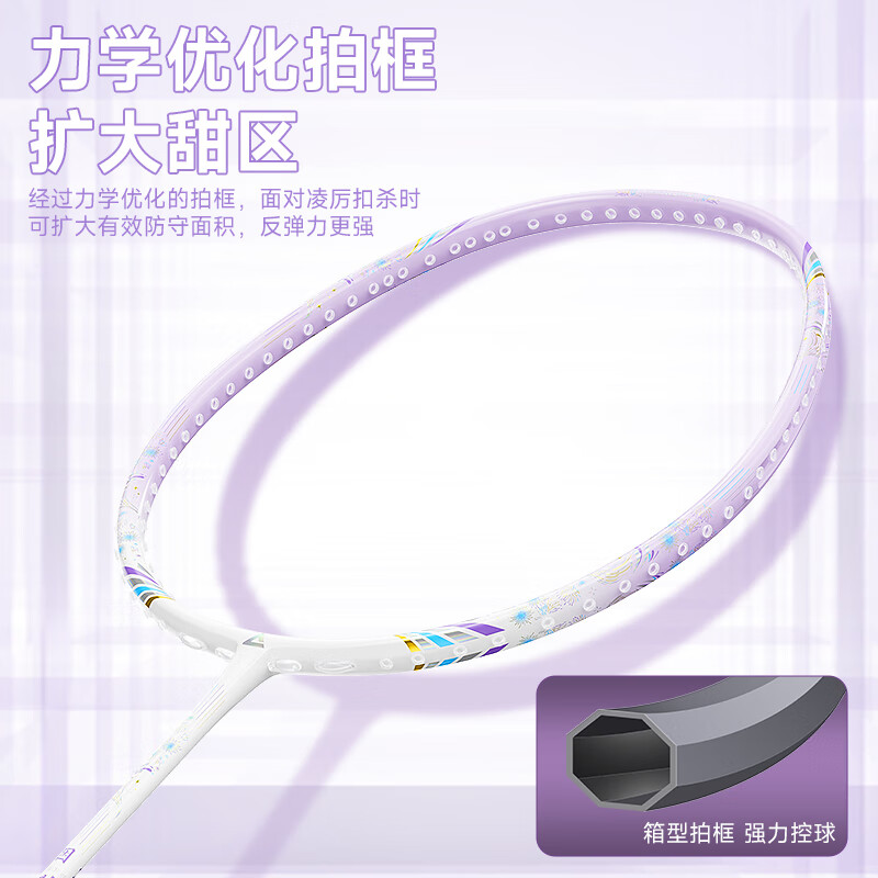 匹克匹克羽毛球拍全碳素纤维超轻5U高颜值男女学生成人送礼专业单双拍 烟花 (蓝光夜雨)蓝线-单拍 30磅(职业选手)