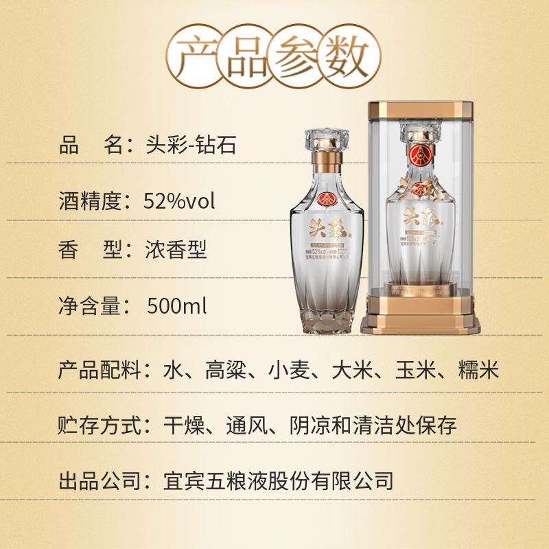 五粮浓香52度浓香型酒 宴请 送礼 自喝 招待 过节 过年用酒 52度 500mL 6瓶 【五粮液·头彩  6瓶原箱】