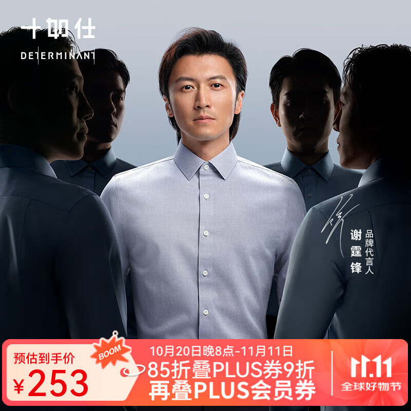 十如仕衬衫男长袖高端白衬衣纯棉高支免烫抗皱商务休闲正装  301 鸽子灰常规版 均码 41/84【175/96A】