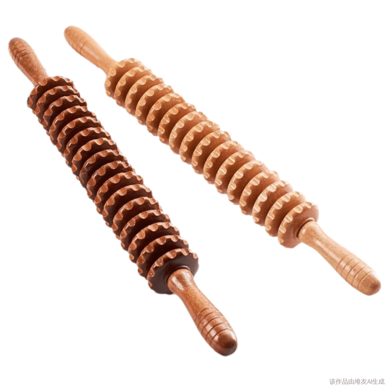 通用按摩捧狼牙棒瘦滚轮按摩器背部减颈椎腰腿部肥肉手持式筋膜木制棍 9轮榉木棕色滚轮[结实]精选木质[