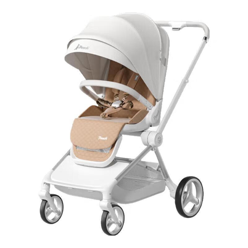 帛琦（Pouch） P8 梦境高端婴儿宝宝高景观360°旋转双向 手推车可坐可躺 纳米白