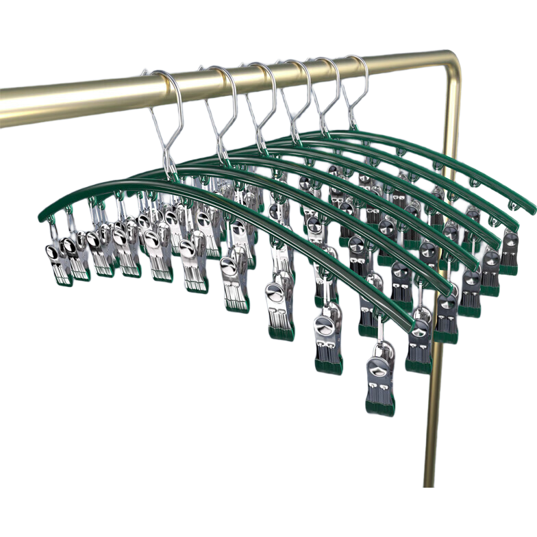 袜子晾衣架带多夹子挂袜子晾晒架内衣裤婴儿宝专用多功能神器架子 轻奢绿【10夹】夹力强劲 1个装