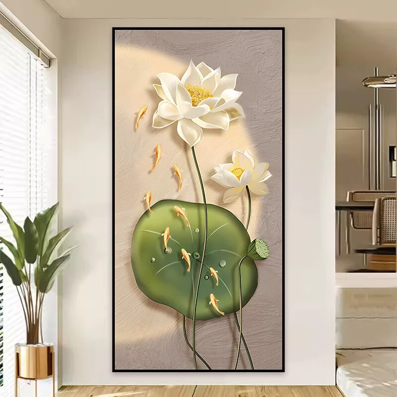 艾思尚自粘玄关装饰画绿植走廊过道入户正对门3d立体墙贴纸壁画寓意好 001.光影绿植 宽100厘米-高200厘米