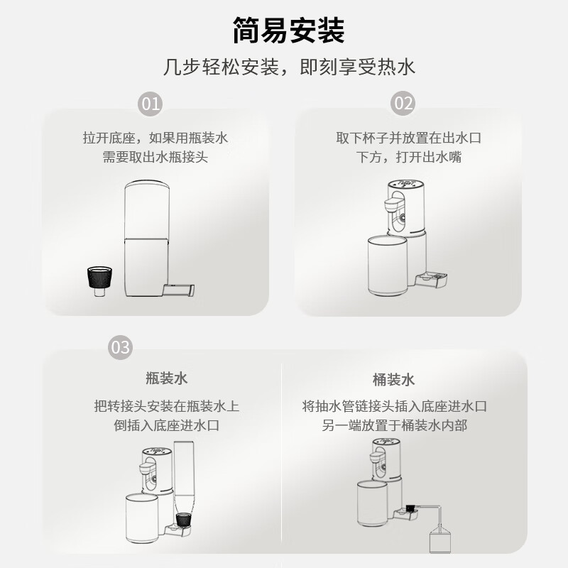 THERMOS(膳魔师)新款 即热式便携饮水机自带保温杯小型家用旅行免安装折叠便携电热水壶 智能触控式速热 【新品上市】 即热型 便携饮水机