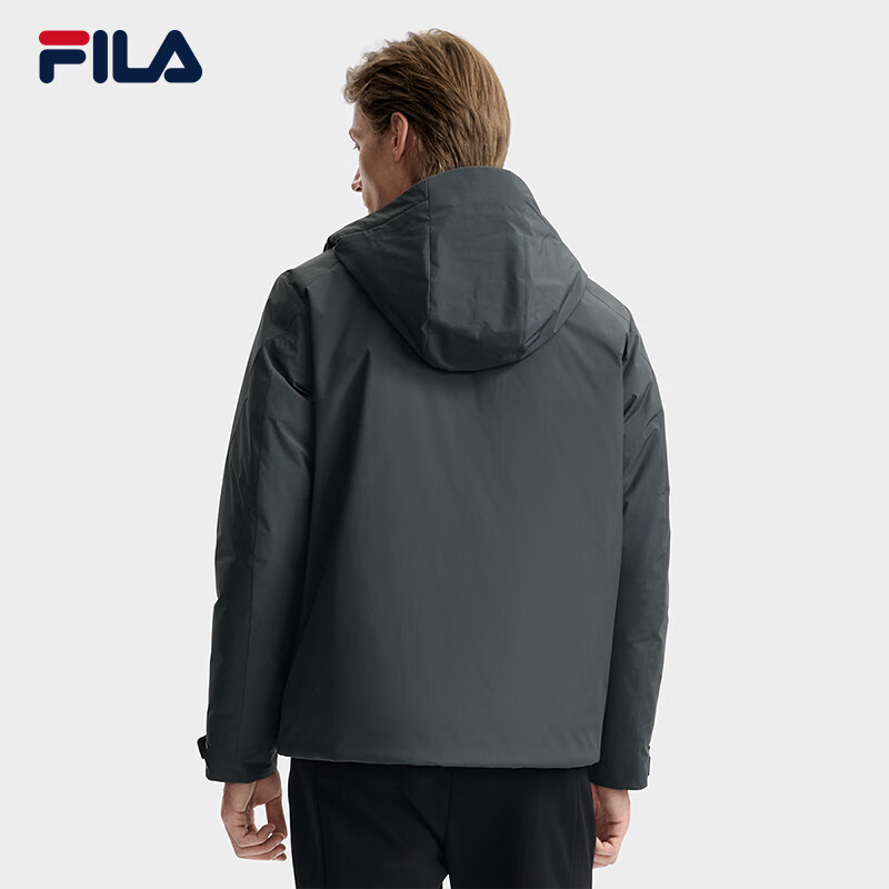 FILA 斐乐官方男士羽绒服冬季时尚休闲基础保暖连帽外套 暗碄绿-DG XL 180/100A/XL