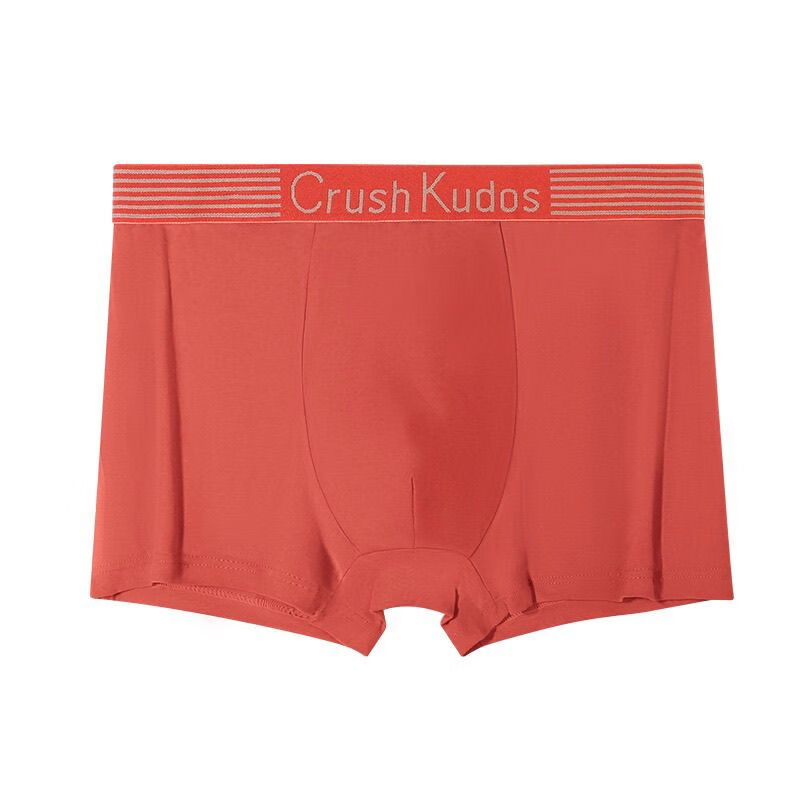 宜而爽男士内裤男平角裤舒适透气四角裤运动休闲裤头男生短裤衩 4条袋装-橙红-红灰-灰兰-浅灰 4XL