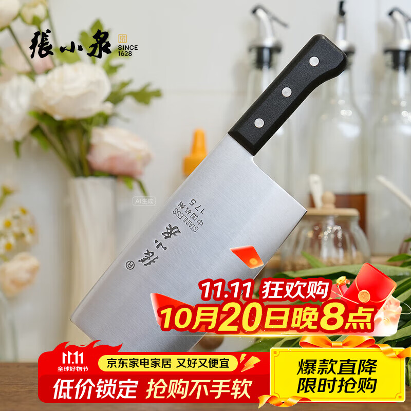 张小泉厨房用刀家用不锈钢切菜刀 刀具菜刀单刀 切片刀女士菜刀 女士专用刀CD-175
