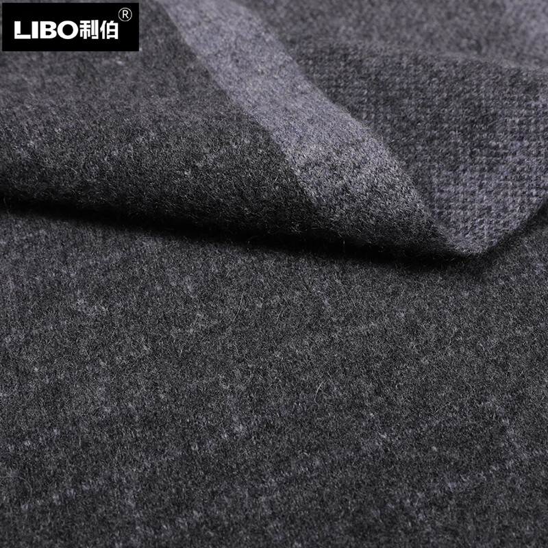 利伯100%纯山羊绒围巾男士冬季新款加厚保暖围脖送爸爸生日礼物礼盒装 深灰色【A88】 180X30CM
