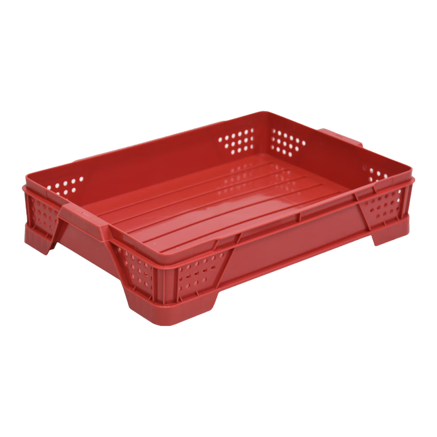 飛羽勝新料食品面包箱長方形水果面包蛋糕箱雞蛋筐加厚鏤空周轉箱面包箱 高腳加厚面包箱深紅色