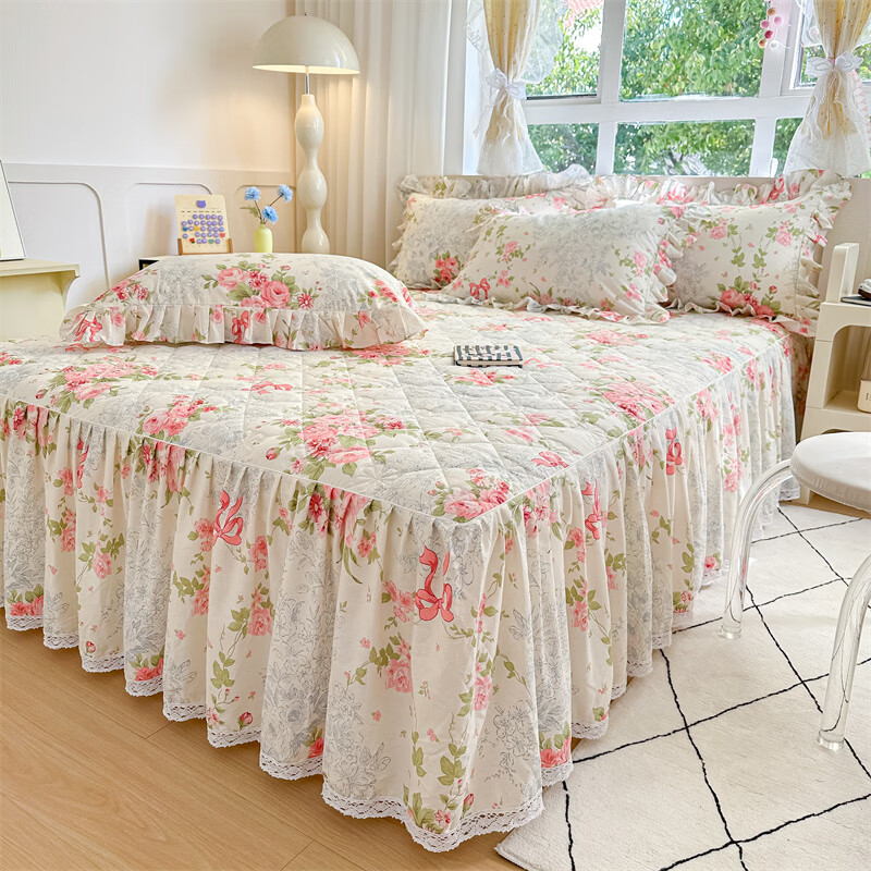 元族2025新款印花全棉夹棉床裙纯棉 柏林花涧 +45cm单床裙 120cm*200cm