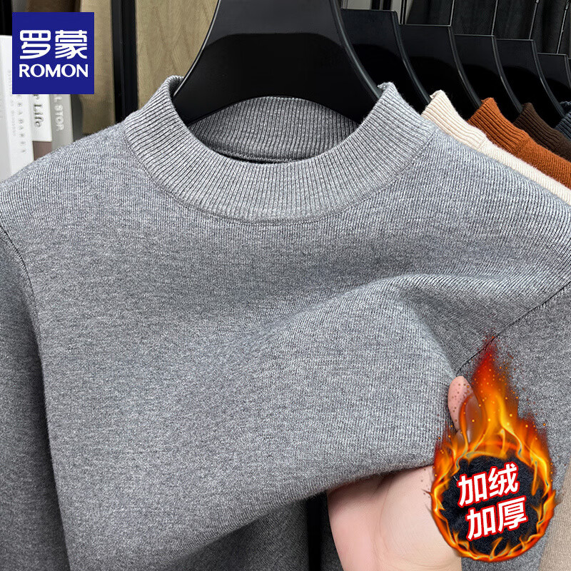 ���ɣ�ROMON��Բ��ë����2025�ﶬ���¿���޼Ӻ�ů��ʿ��֯�������װ���� ǳ��ɫ M ����������100-120�