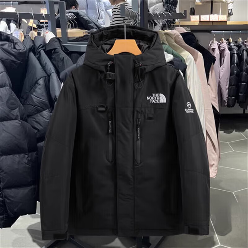 北面羽王2025款服男女情侣户外运动连帽三合一男女脱卸内胆羽绒服户外服 黑色 L 适合130-150斤