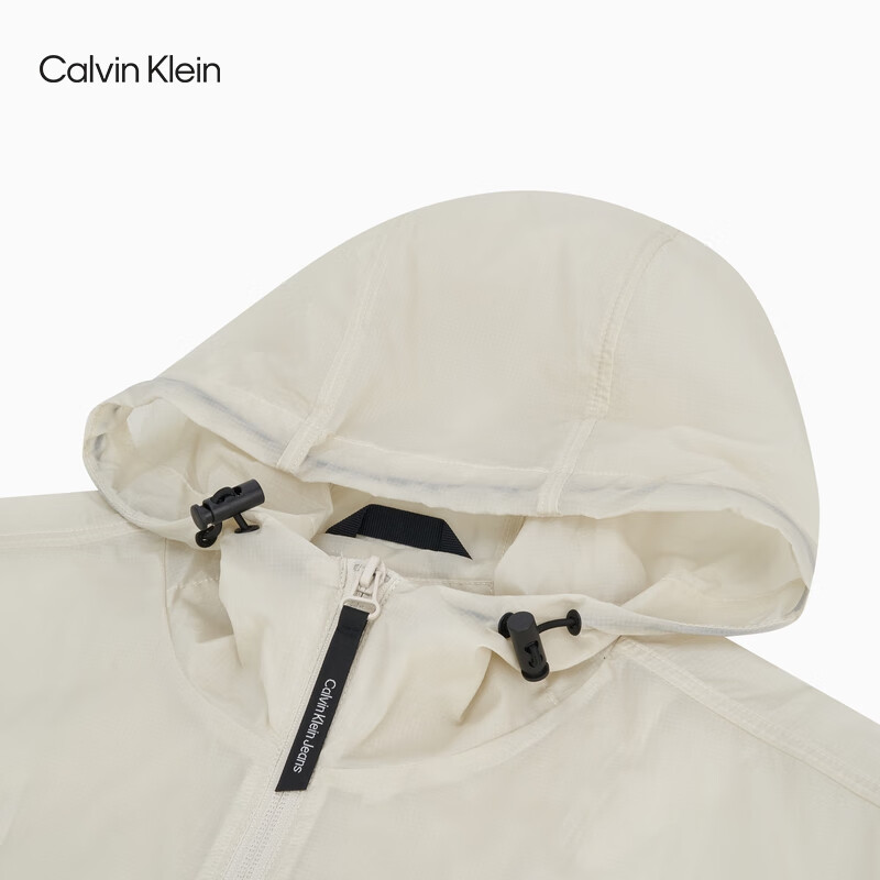 Calvin KleinJeans【户外防晒】秋季男士简约ck印花休闲运动连帽轻薄外套 ACF-米色 L