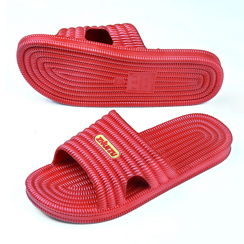 夏季男士家居拖鞋家用室内浴室防滑情侣软底塑料耐磨凉拖鞋 红色1511