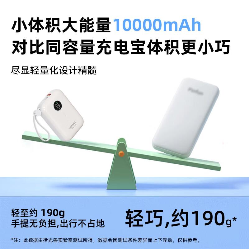 拾光兽【充电宝3C认证可上飞机】2025新款大容量10000毫安充电宝超薄小巧适用苹果快充专用移动电源 【顶配新3C认证】1W毫安