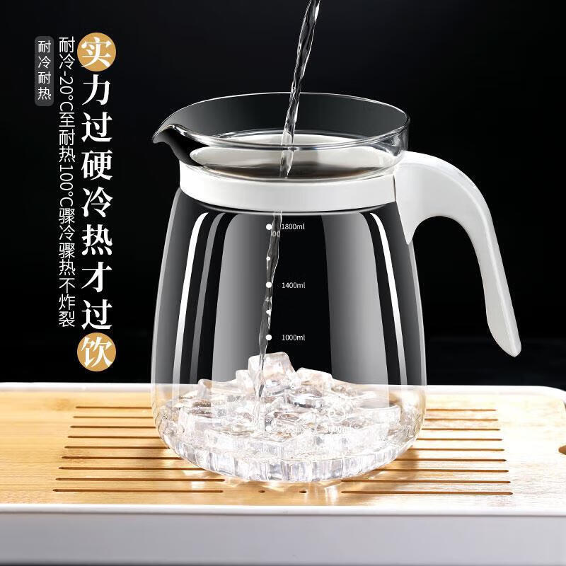 MIEHONE德国品牌玻璃冷水壶耐高温家用凉水壶大容量耐热白开水扎壶果汁壶 黑色耐热耐冷 带刻度 防爆  2000ml