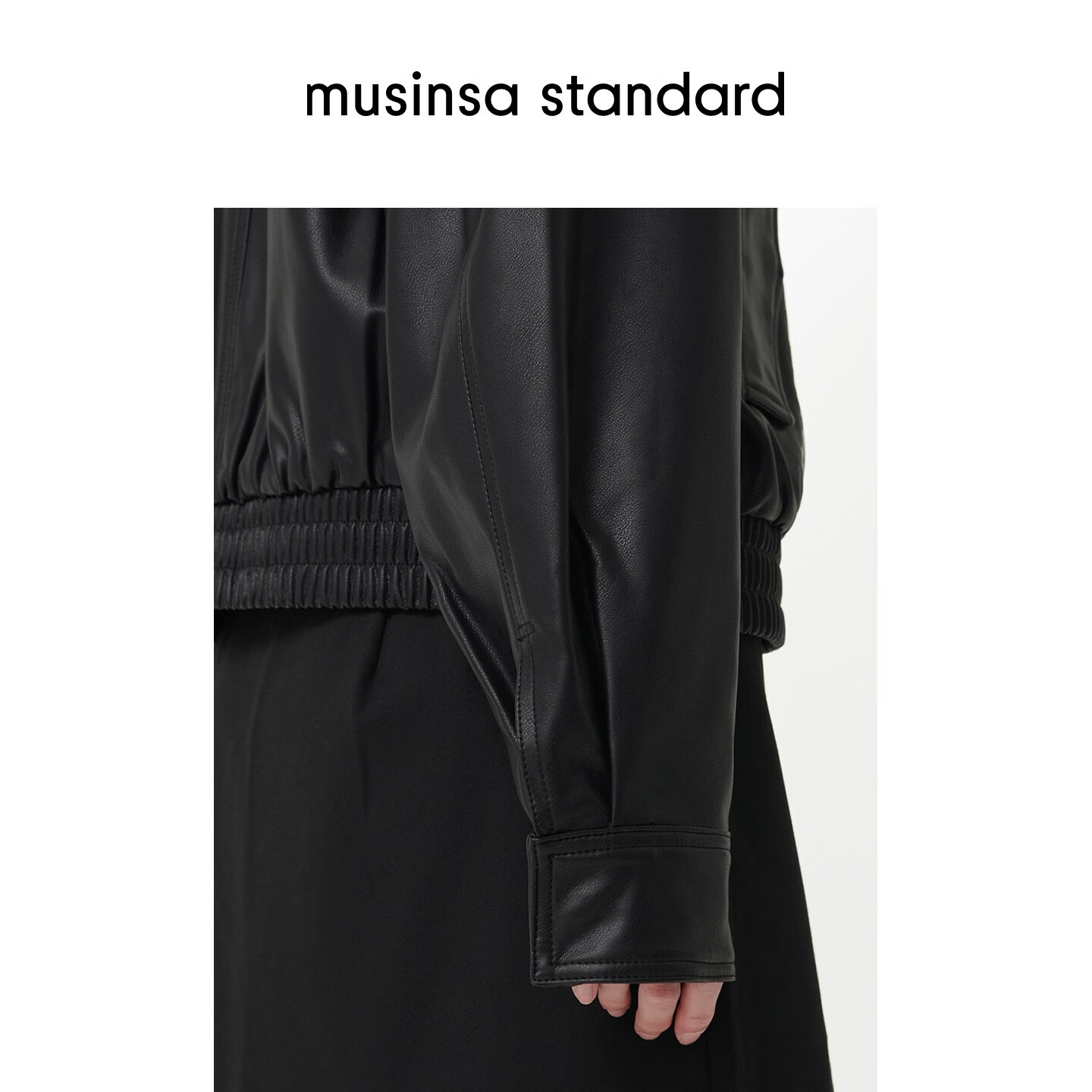 MUSINSA STANDARD韩国春季女士短款宽松复古潮酷男友风夹克外套 黑色(BK) S