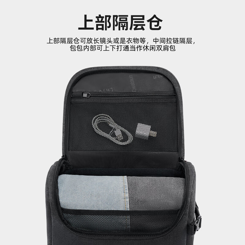 卡登双肩相机包摄影包复古上下分仓防刮耐磨大容量防水摄影包便携包适用富士索尼尼康佳能 中号【一机六镜+16寸电脑仓+11寸Ipad仓】