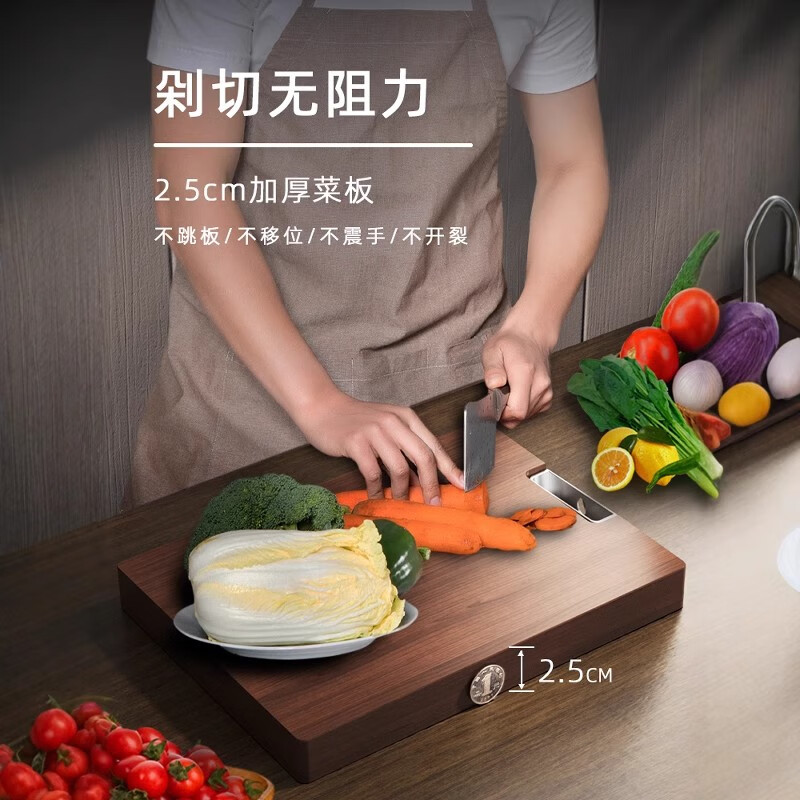GNNDXX德国厨房菜板乌檀木整木切菜板实木砧板抗菌防霉家用厨房专用案板 【特厚乌檀木—整木】 50*35*3cm