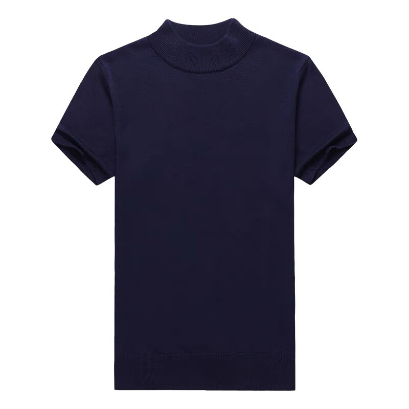 花花公子（PLAYBOY）鄂尔多市冬季加厚短袖羊毛衫男士半高领毛衣针织中袖羊毛绒打底衫 短袖半高领绿色 M 165建议90-120斤