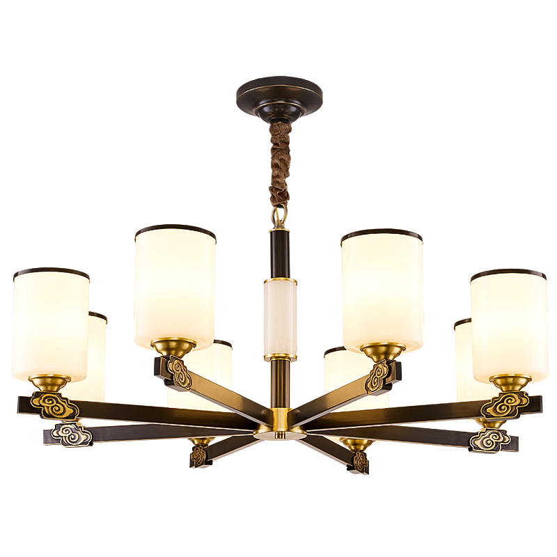 佐灯奴全铜新中式吊灯客厅大灯中国风餐厅灯卧室灯全屋套餐中山灯具大全 8头（吸顶款）全光谱三色LED