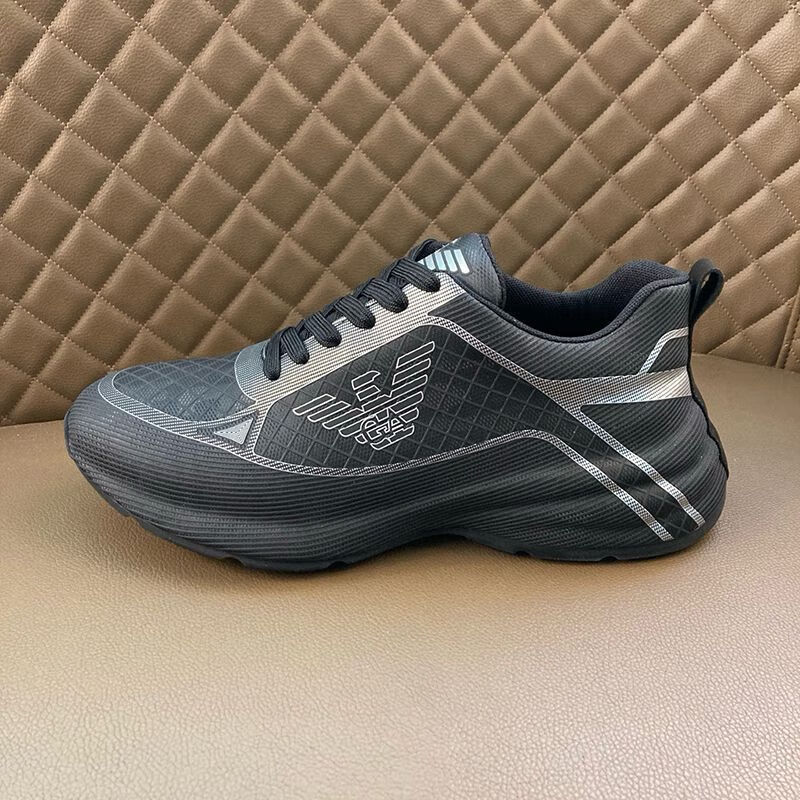 阿玛尼阿玛尼感男鞋新款时尚透气网面舒适百搭休闲厚底增高老爹 黑色