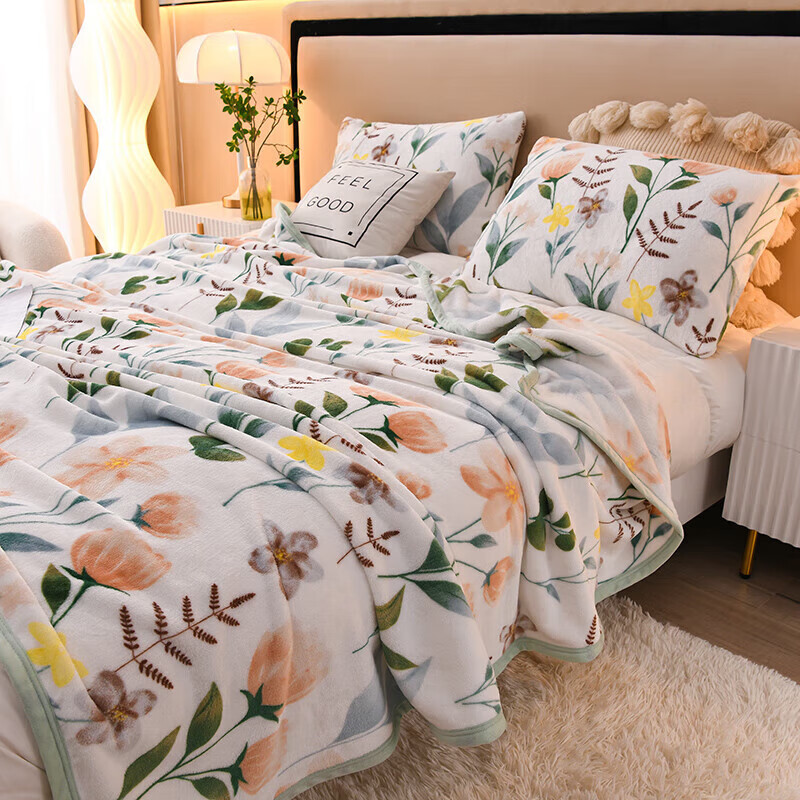 软贝牛奶绒法兰绒毛毯 单双人学生宿舍绒毯床单 午睡空调盖毯子 争艳 150x200cm单毛毯