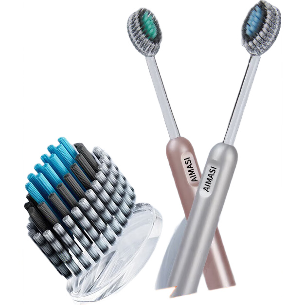 抖音爆款山型3.0升级橄榄头螺旋凸面软毛牙刷护龈成人可替换头 【艾玛丝811】 2支 1板（颜色随机）