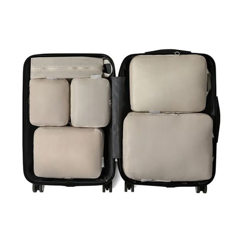 【旅行收纳袋】出差衣物收纳洗漱用品鞋防水便携行李箱旅游分装袋 【旅行收纳六件套】米色